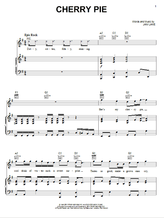 Cherry Pie (Piano, Vocal & Guitar Chords (Right-Hand Melody)) von Warrant