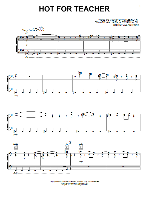 Hot For Teacher (Piano, Vocal & Guitar Chords (Right-Hand Melody)) von Van Halen