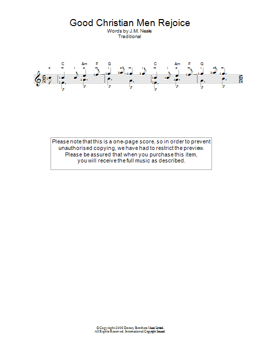 Good Christian Men, Rejoice (Easy Guitar) von John M. Neale