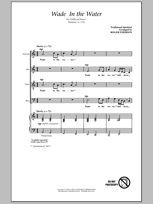 Wade In The Water (SATB Choir) von Roger Emerson