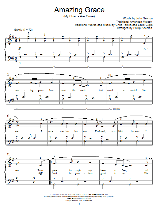 Amazing Grace (My Chains Are Gone) (arr. Phillip Keveren) (Educational Piano) von Chris Tomlin