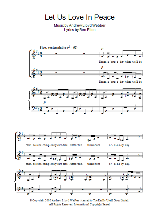 Let Us Love In Peace (2-Part Choir) von Andrew Lloyd Webber