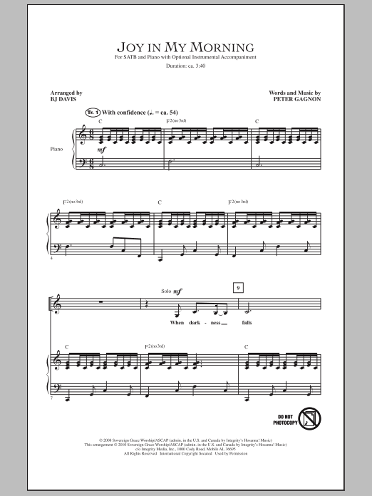 Joy In My Morning (SATB Choir) von BJ Davis