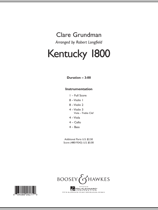 Kentucky 1800 - Conductor Score (Full Score) (Orchestra) von Robert Longfield