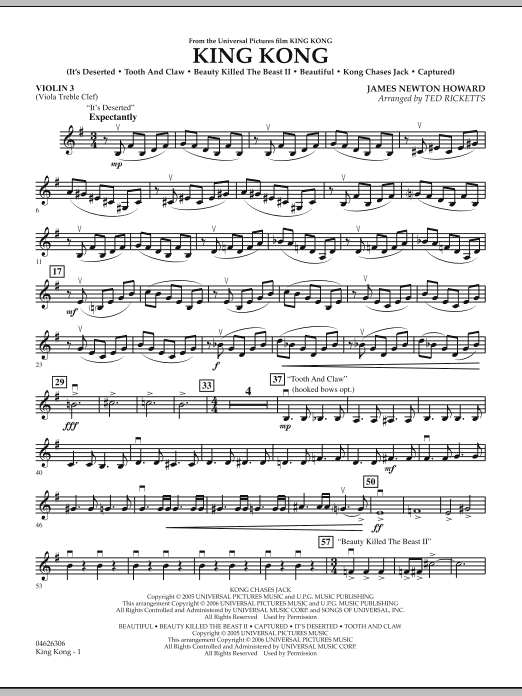 King Kong - Violin 3 (Viola T.C.) (Orchestra) von Ted Ricketts