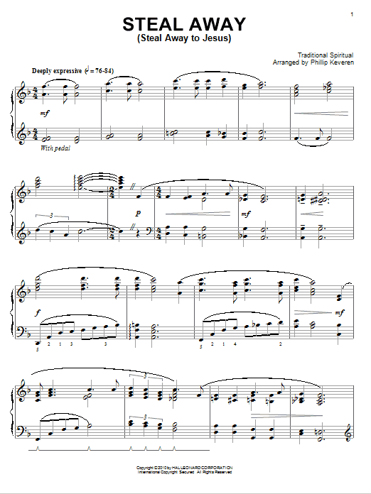 Steal Away (Steal Away To Jesus) (arr. Phillip Keveren) (Piano Solo) von Traditional Spiritual