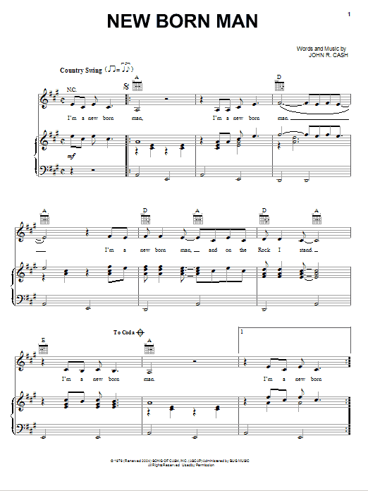 New Born Man (Piano, Vocal & Guitar Chords (Right-Hand Melody)) von Johnny Cash