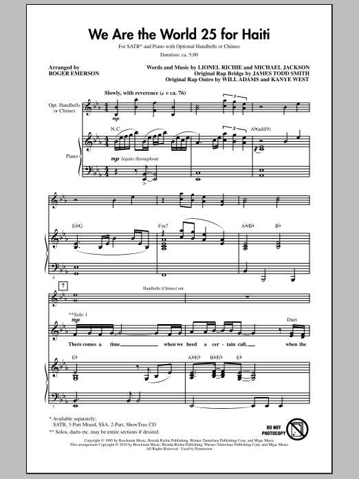 We Are The World 25 For Haiti (SATB Choir) von Roger Emerson