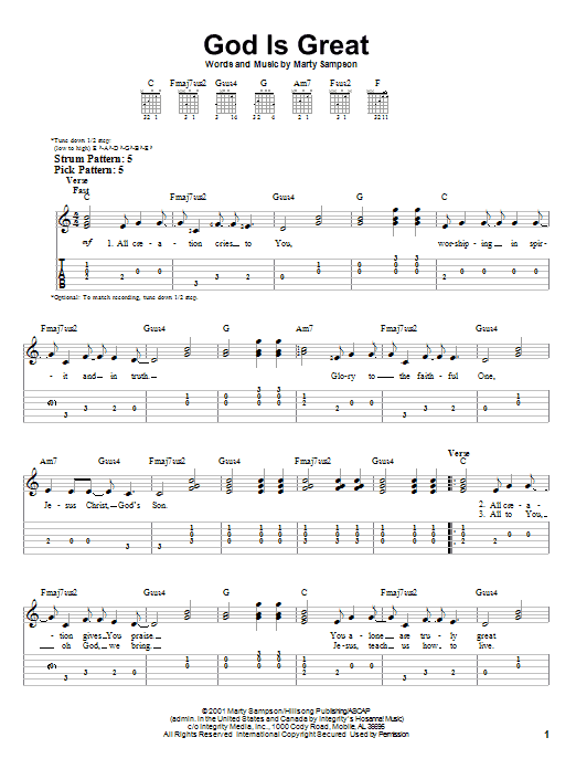 God Is Great (Easy Guitar Tab) von Hillsong Worship