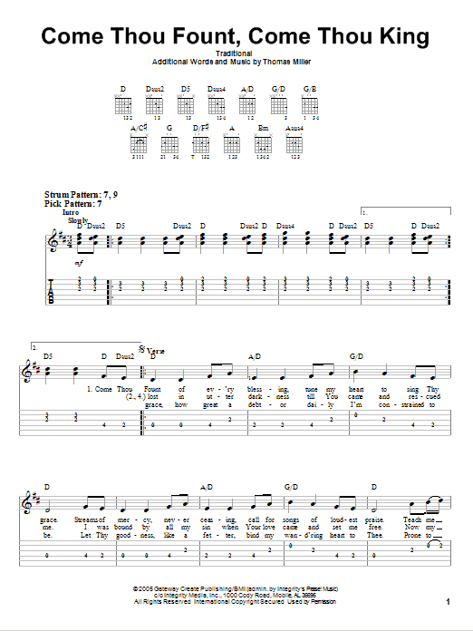 Come Thou Fount, Come Thou King (Easy Guitar Tab) von Gateway Worship