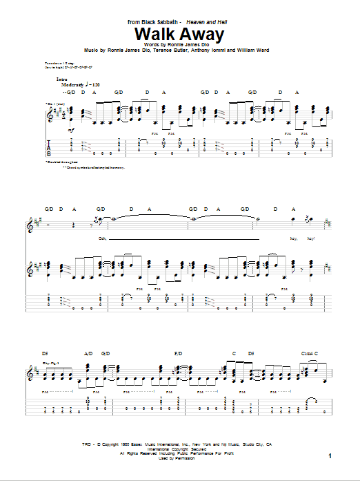 Walk Away (Guitar Tab) von Black Sabbath