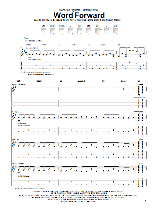 Word Forward (Guitar Tab) von Foo Fighters