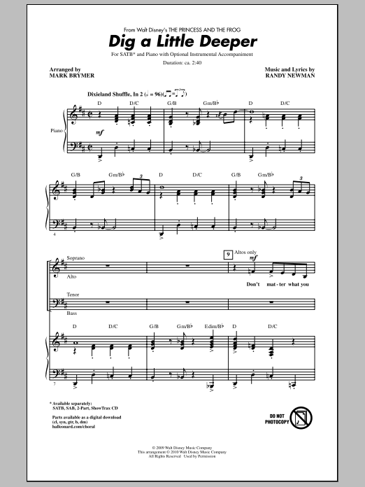 Dig A Little Deeper (from The Princess And The Frog) (SATB Choir) von Mark Brymer