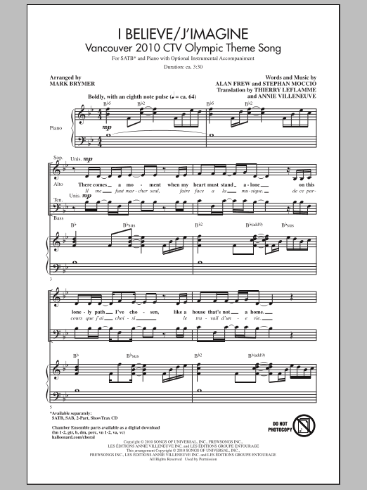 I Believe / J'Imagine (SATB Choir) von Mark Brymer