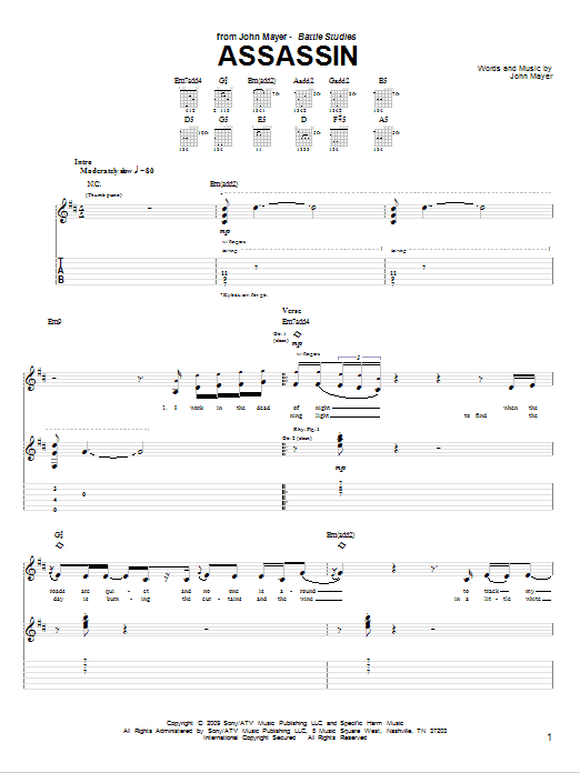 Assassin (Guitar Tab) von John Mayer