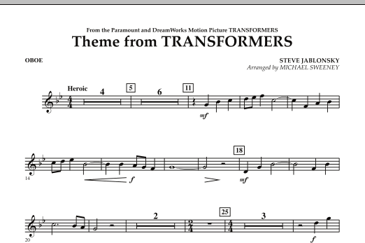 Theme From Transformers - Oboe (Concert Band) von Michael Sweeney