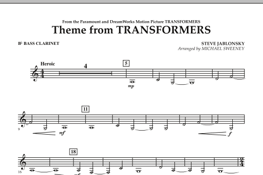 Theme From Transformers - Bb Bass Clarinet (Concert Band) von Michael Sweeney