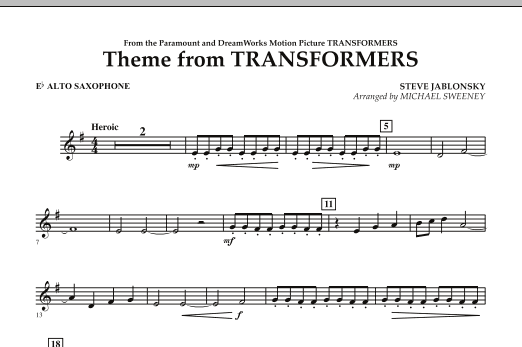 Theme From Transformers - Eb Alto Saxophone (Concert Band) von Michael Sweeney