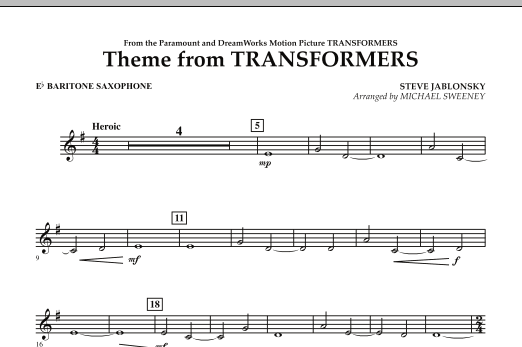 Theme From Transformers - Eb Baritone Saxophone (Concert Band) von Michael Sweeney
