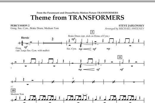 Theme From Transformers - Percussion 2 (Concert Band) von Michael Sweeney