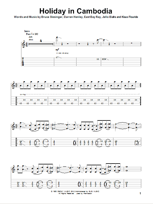 Holiday In Cambodia (Guitar Tab (Single Guitar)) von Dead Kennedys