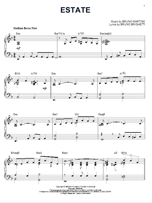 Estate [Jazz version] (arr. Brent Edstrom) (Piano Solo) von Bruno Martino