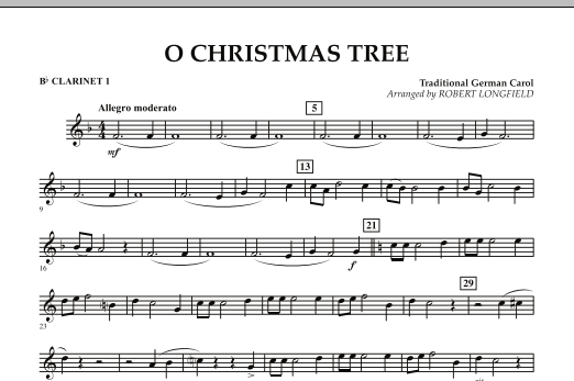 O Christmas Tree - Bb Clarinet 1 (Concert Band) von Robert Longfield
