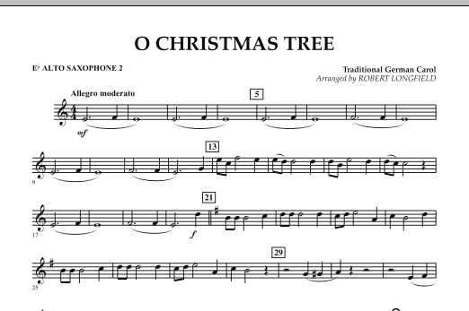 O Christmas Tree - Eb Alto Saxophone 2 (Concert Band) von Robert Longfield