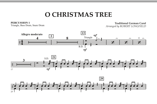 O Christmas Tree - Percussion 1 (Concert Band) von Robert Longfield