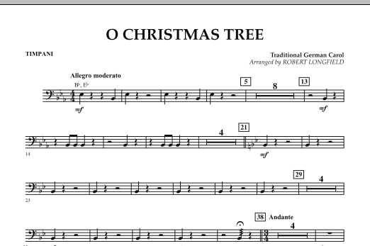 O Christmas Tree - Timpani (Concert Band) von Robert Longfield