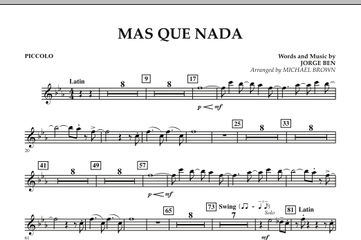 Mas Que Nada - Piccolo (Concert Band) von Michael Brown