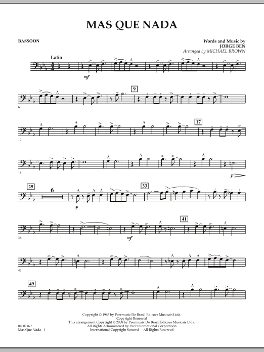 Mas Que Nada - Bassoon (Concert Band) von Michael Brown
