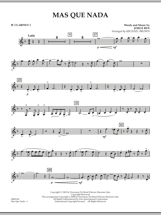 Mas Que Nada - Bb Clarinet 1 (Concert Band) von Michael Brown