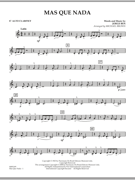 Mas Que Nada - Eb Alto Clarinet (Concert Band) von Michael Brown