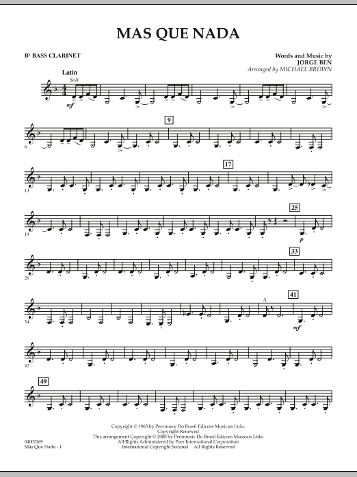 Mas Que Nada - Bb Bass Clarinet (Concert Band) von Michael Brown