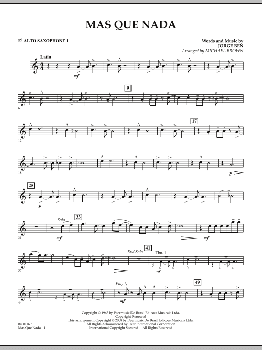Mas Que Nada - Eb Alto Saxophone 1 (Concert Band) von Michael Brown