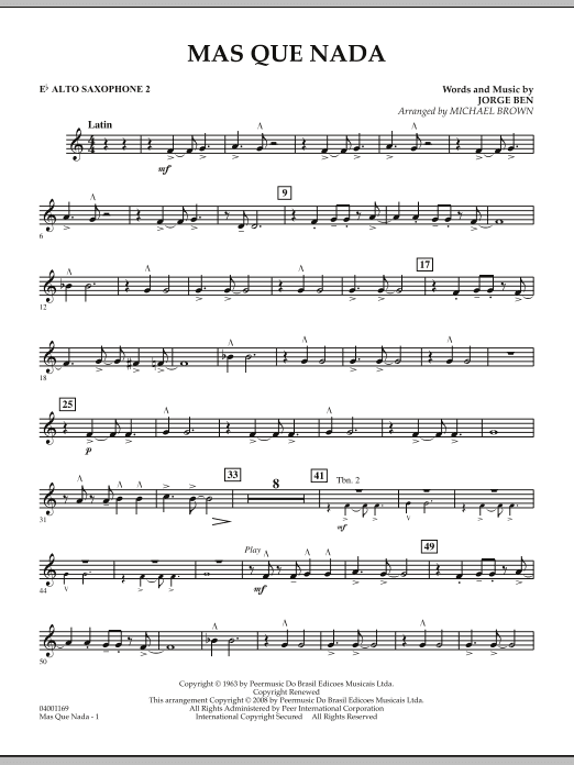 Mas Que Nada - Eb Alto Saxophone 2 (Concert Band) von Michael Brown
