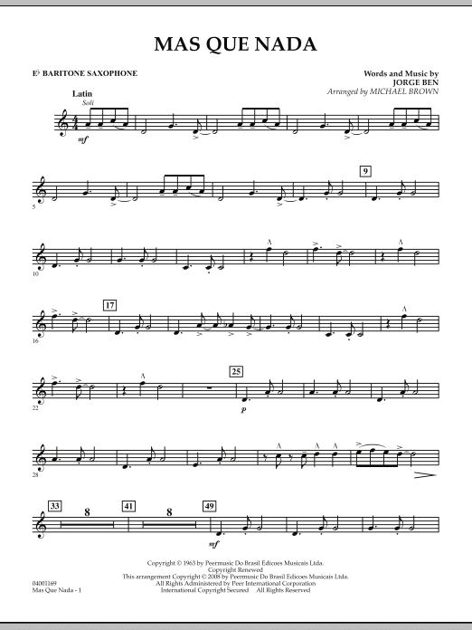 Mas Que Nada - Eb Baritone Saxophone (Concert Band) von Michael Brown