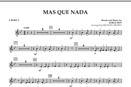 Mas Que Nada - F Horn 2 (Concert Band) von Michael Brown