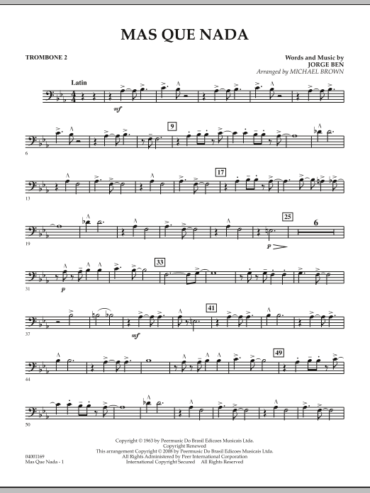 Mas Que Nada - Trombone 2 (Concert Band) von Michael Brown
