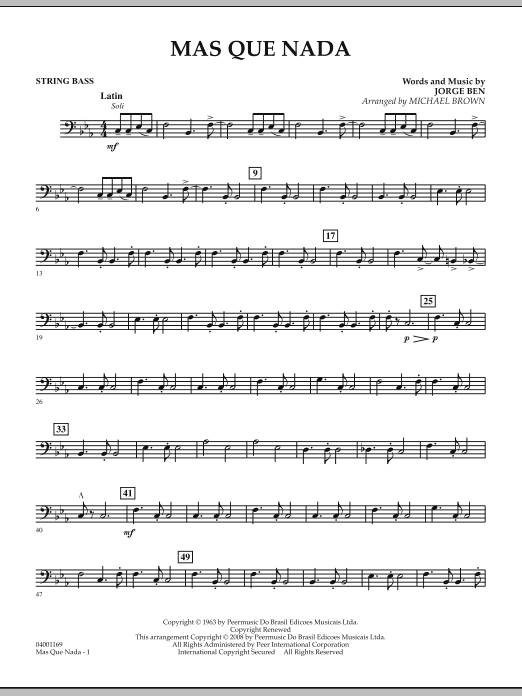 Mas Que Nada - String Bass (Concert Band) von Michael Brown
