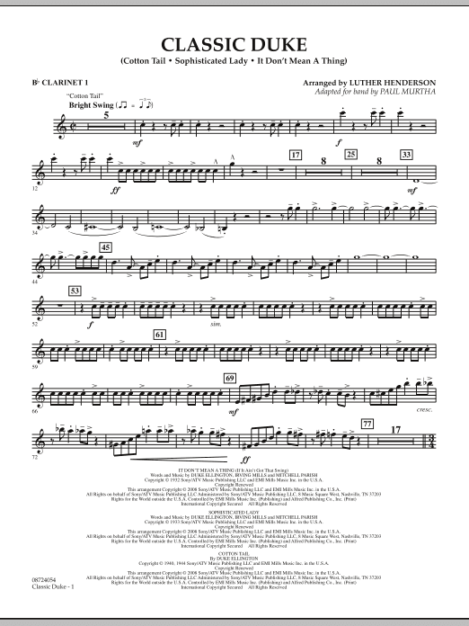 Classic Duke - Bb Clarinet 1 (Concert Band) von Paul Murtha