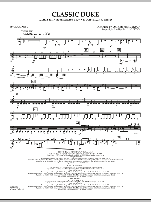 Classic Duke - Bb Clarinet 2 (Concert Band) von Paul Murtha