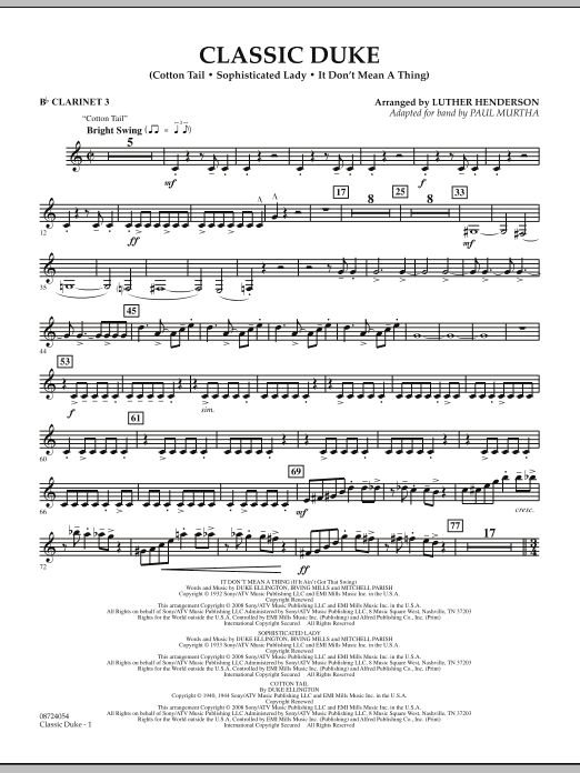 Classic Duke - Bb Clarinet 3 (Concert Band) von Paul Murtha