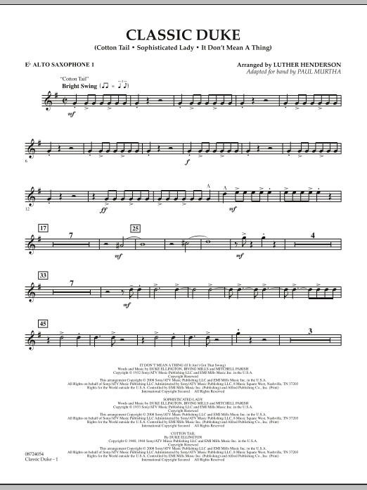 Classic Duke - Eb Alto Saxophone 1 (Concert Band) von Paul Murtha