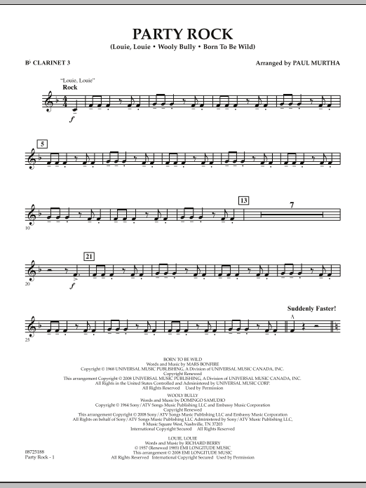 Party Rock - Bb Clarinet 3 (Concert Band) von Paul Murtha