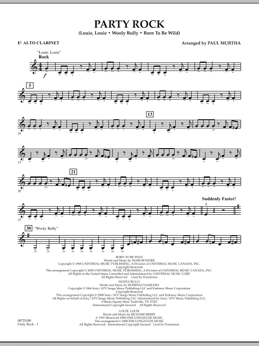 Party Rock - Eb Alto Clarinet (Concert Band) von Paul Murtha