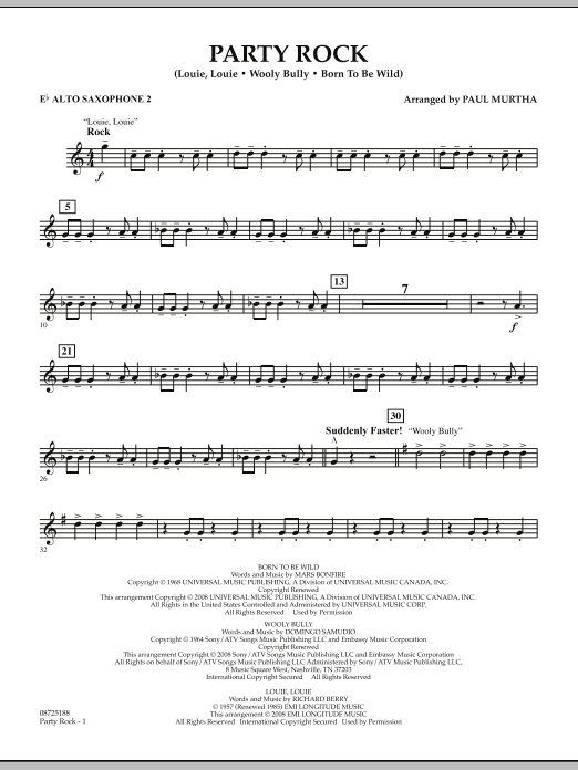Party Rock - Eb Alto Saxophone 2 (Concert Band) von Paul Murtha