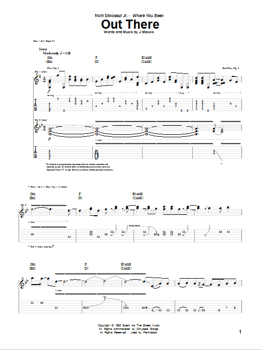 Out There (Guitar Tab) von Dinosaur Jr.