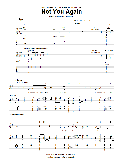 Not You Again (Guitar Tab) von Dinosaur Jr.